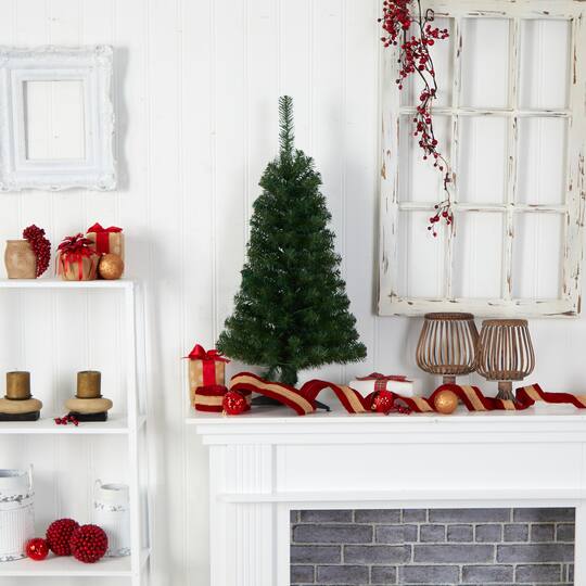 3ft. Pre-Lit Green Artificial Christmas Tree, Warm White LED Lights